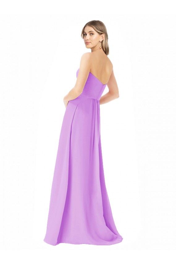 Comprare Viola Linea A Senza spalline Chiffona Lunga Abiti da damigella donore