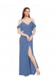 Comprare Windsor Blu Linea A Chiffona Lunga Abiti da damigella donore