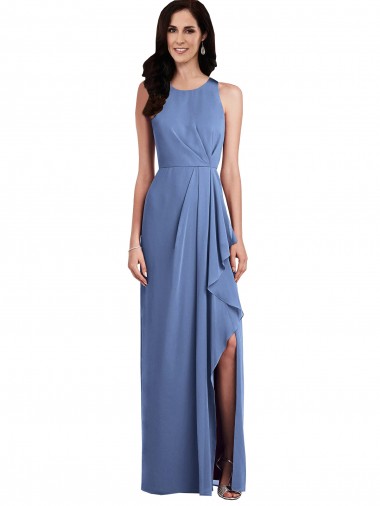 Comprare Windsor Blu Linea A Collo Gioiello Chiffona Lunga Abiti da damigella donore