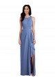 Comprare Windsor Blu Linea A Collo Gioiello Chiffona Lunga Abiti da damigella donore