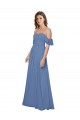 Comprare Windsor Blu Linea A Senza spalline Chiffona Lunga Abiti da damigella donore
