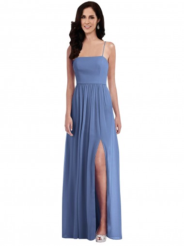 Comprare Windsor Blu Linea A Sottili Chiffona Lunga Abiti da damigella donore