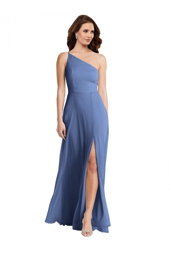 Comprare Windsor Blu Linea A Una spalla Chiffona Lunga Formali Abiti da damigella donore / Abiti da sera
