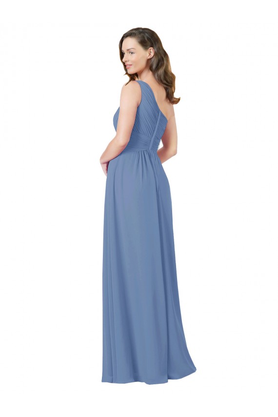 Comprare Windsor Blu Tubino Una spalla Chiffona Lunga Abiti da damigella donore